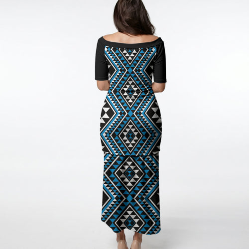 New Zealand Kikorangi Taniko Motifs Puletasi Maori Poi Dance Costume Inspired