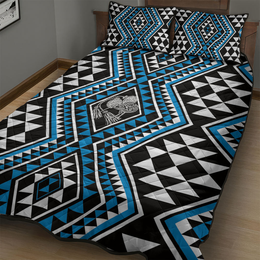 New Zealand Kikorangi Taniko Motifs Quilt Bed Set Maori Poi Dance Costume Inspired
