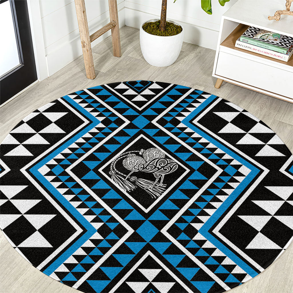 New Zealand Kikorangi Taniko Motifs Round Carpet Maori Poi Dance Costume Inspired