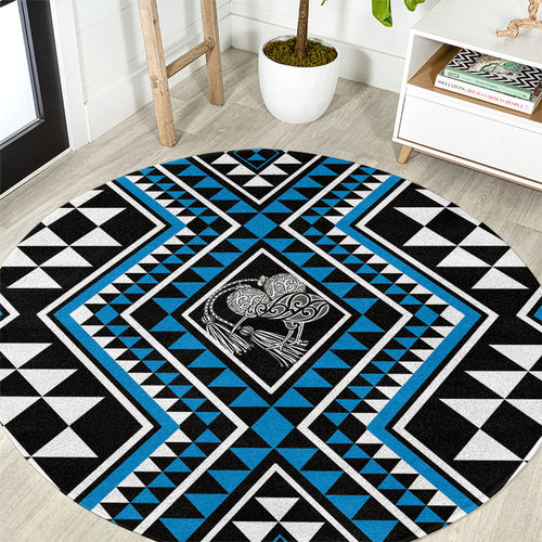 New Zealand Kikorangi Taniko Motifs Round Carpet Maori Poi Dance Costume Inspired