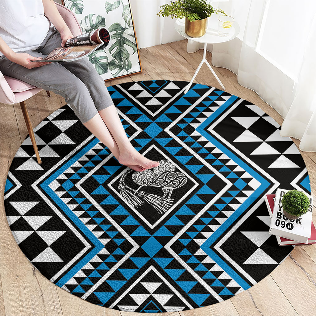 New Zealand Kikorangi Taniko Motifs Round Carpet Maori Poi Dance Costume Inspired