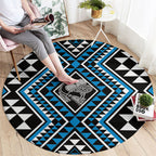New Zealand Kikorangi Taniko Motifs Round Carpet Maori Poi Dance Costume Inspired