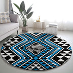 New Zealand Kikorangi Taniko Motifs Round Carpet Maori Poi Dance Costume Inspired