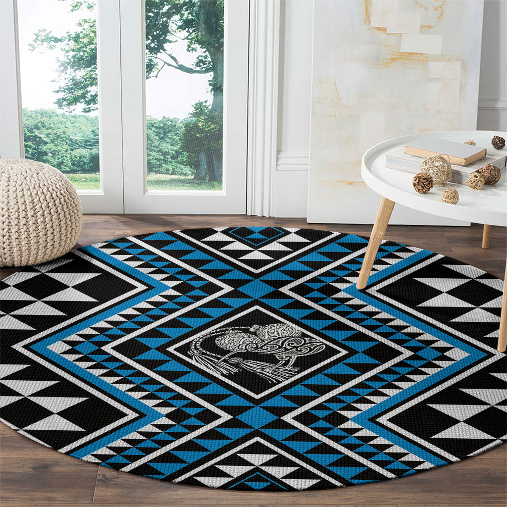 New Zealand Kikorangi Taniko Motifs Round Carpet Maori Poi Dance Costume Inspired