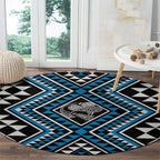 New Zealand Kikorangi Taniko Motifs Round Carpet Maori Poi Dance Costume Inspired