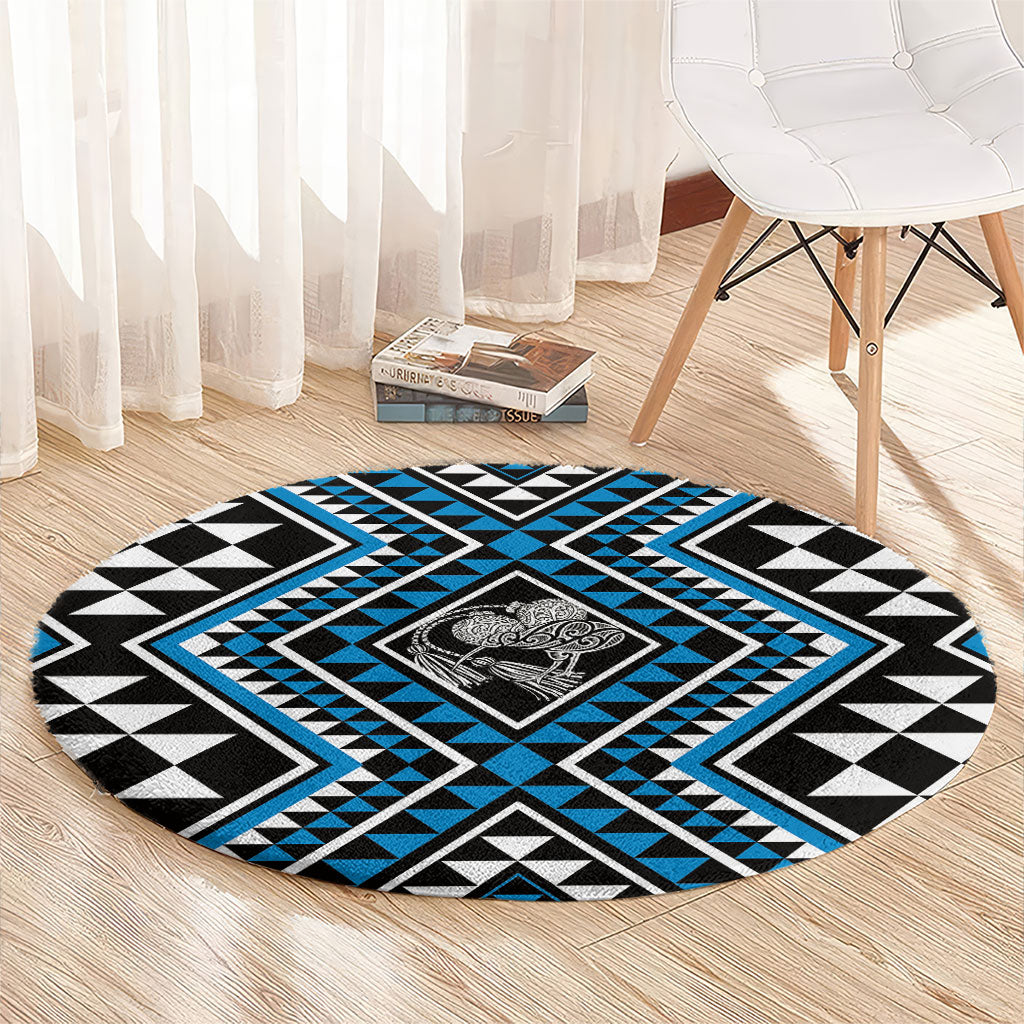 New Zealand Kikorangi Taniko Motifs Round Carpet Maori Poi Dance Costume Inspired