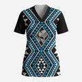 New Zealand Kikorangi Taniko Motifs Scrub Top Maori Poi Dance Costume Inspired