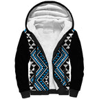 New Zealand Kikorangi Taniko Motifs Sherpa Hoodie Maori Poi Dance Costume Inspired
