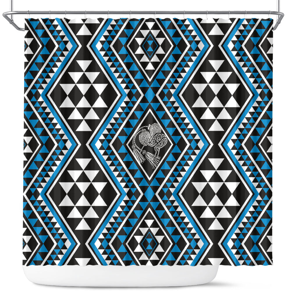 New Zealand Kikorangi Taniko Motifs Shower Curtain Maori Poi Dance Costume Inspired