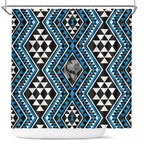 New Zealand Kikorangi Taniko Motifs Shower Curtain Maori Poi Dance Costume Inspired
