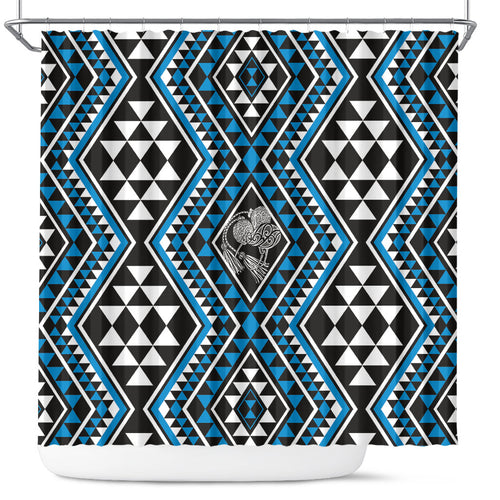 New Zealand Kikorangi Taniko Motifs Shower Curtain Maori Poi Dance Costume Inspired