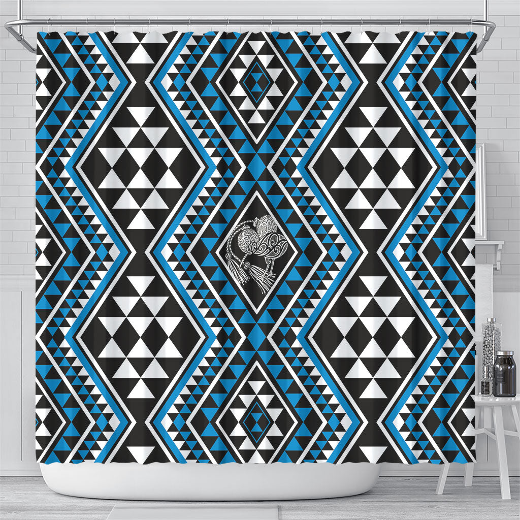 New Zealand Kikorangi Taniko Motifs Shower Curtain Maori Poi Dance Costume Inspired
