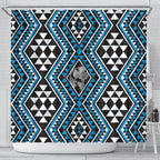 New Zealand Kikorangi Taniko Motifs Shower Curtain Maori Poi Dance Costume Inspired