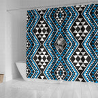 New Zealand Kikorangi Taniko Motifs Shower Curtain Maori Poi Dance Costume Inspired