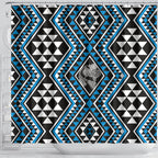 New Zealand Kikorangi Taniko Motifs Shower Curtain Maori Poi Dance Costume Inspired