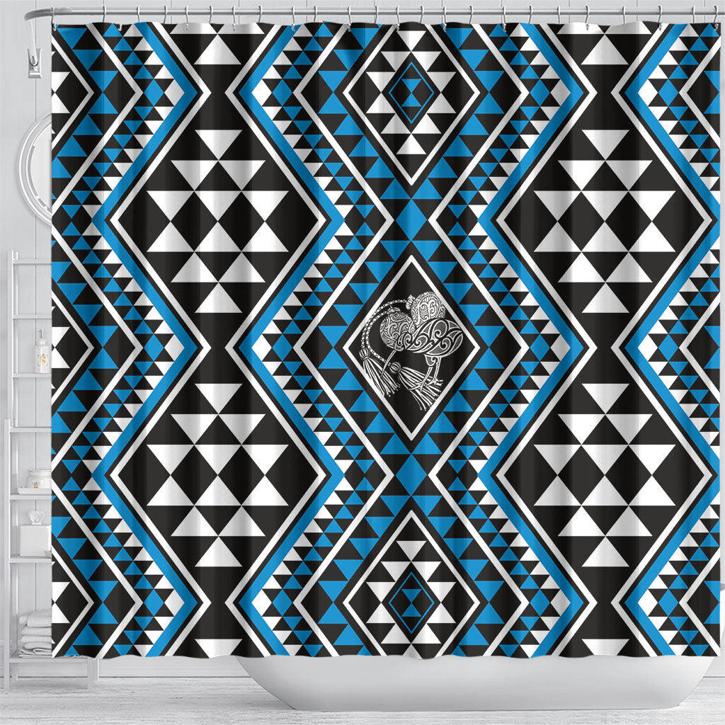 New Zealand Kikorangi Taniko Motifs Shower Curtain Maori Poi Dance Costume Inspired