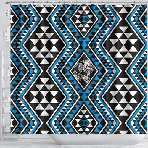 New Zealand Kikorangi Taniko Motifs Shower Curtain Maori Poi Dance Costume Inspired