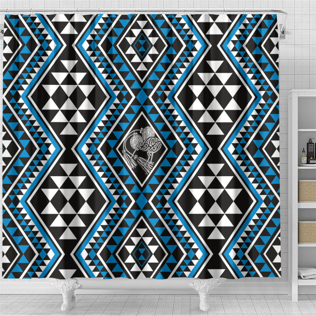 New Zealand Kikorangi Taniko Motifs Shower Curtain Maori Poi Dance Costume Inspired