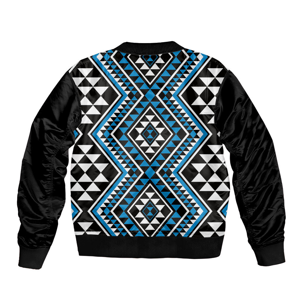 New Zealand Kikorangi Taniko Motifs Sleeve Zip Bomber Jacket Maori Poi Dance Costume Inspired