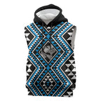New Zealand Kikorangi Taniko Motifs Sleeveless Hoodie Maori Poi Dance Costume Inspired