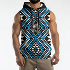 New Zealand Kikorangi Taniko Motifs Sleeveless Hoodie Maori Poi Dance Costume Inspired