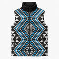 New Zealand Kikorangi Taniko Motifs Sleeveless Puffer Jacket Maori Poi Dance Costume Inspired