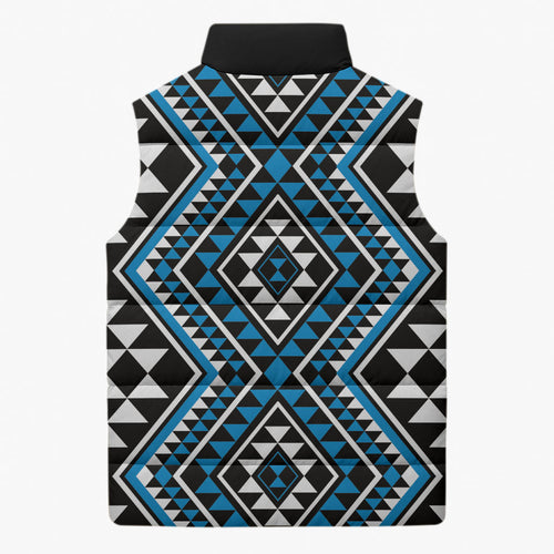 New Zealand Kikorangi Taniko Motifs Sleeveless Puffer Jacket Maori Poi Dance Costume Inspired
