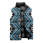 New Zealand Kikorangi Taniko Motifs Sleeveless Puffer Jacket Maori Poi Dance Costume Inspired