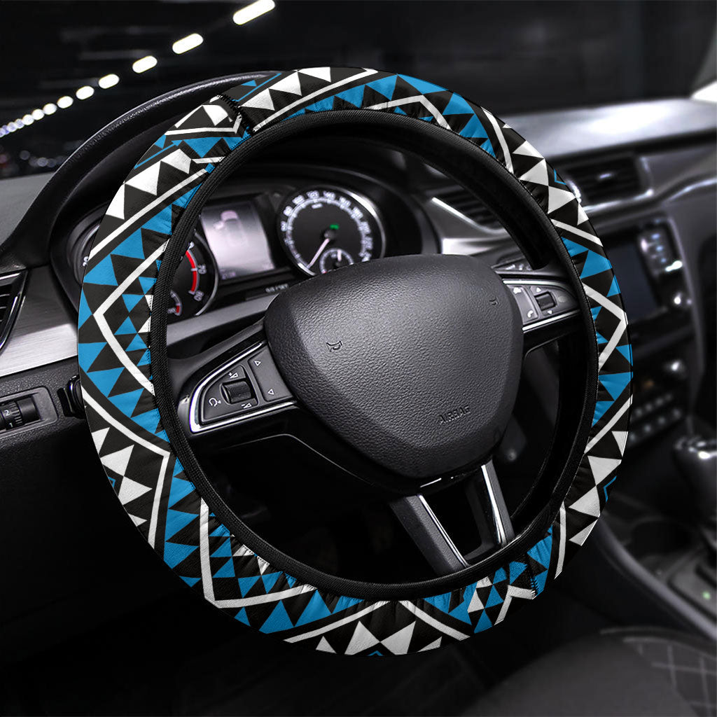 New Zealand Kikorangi Taniko Motifs Steering Wheel Cover Maori Poi Dance Costume Inspired