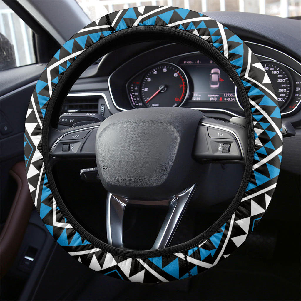 New Zealand Kikorangi Taniko Motifs Steering Wheel Cover Maori Poi Dance Costume Inspired