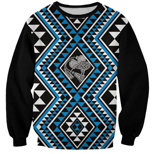 New Zealand Kikorangi Taniko Motifs Sweatshirt Maori Poi Dance Costume Inspired