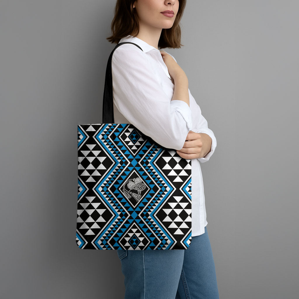 New Zealand Kikorangi Taniko Motifs Tote Bag Maori Poi Dance Costume Inspired