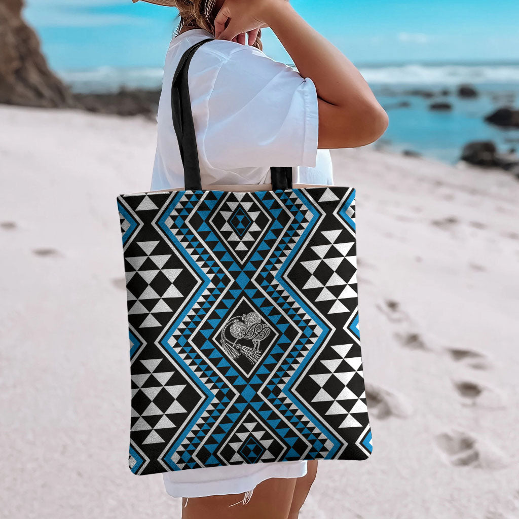 New Zealand Kikorangi Taniko Motifs Tote Bag Maori Poi Dance Costume Inspired