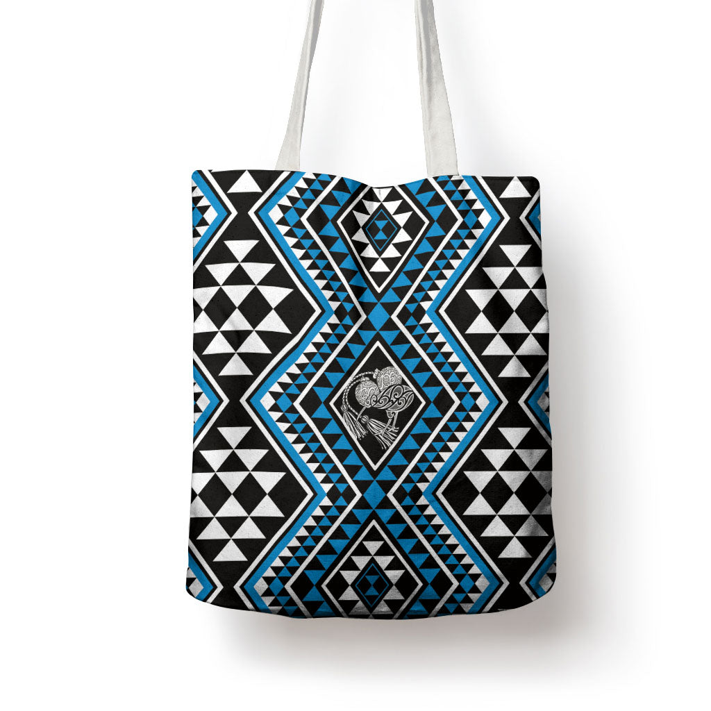 New Zealand Kikorangi Taniko Motifs Tote Bag Maori Poi Dance Costume Inspired
