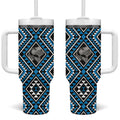 New Zealand Kikorangi Taniko Motifs Tumbler With Handle Maori Poi Dance Costume Inspired