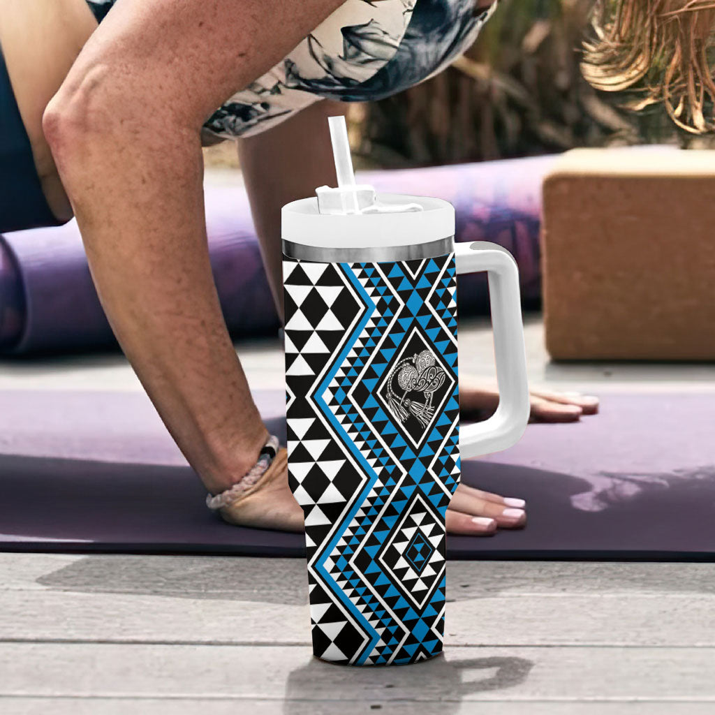 New Zealand Kikorangi Taniko Motifs Tumbler With Handle Maori Poi Dance Costume Inspired