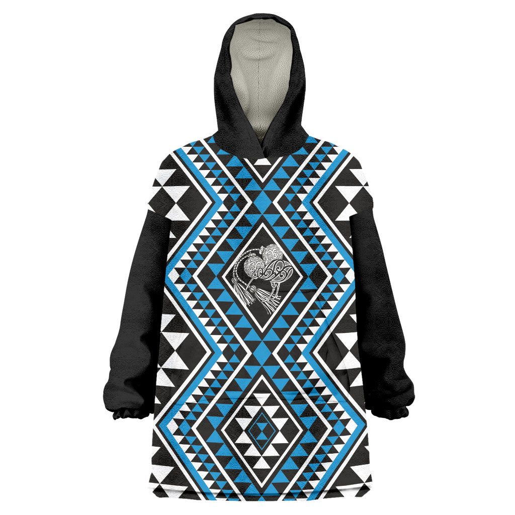 New Zealand Kikorangi Taniko Motifs Wearable Blanket Hoodie Maori Poi Dance Costume Inspired