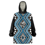 New Zealand Kikorangi Taniko Motifs Wearable Blanket Hoodie Maori Poi Dance Costume Inspired