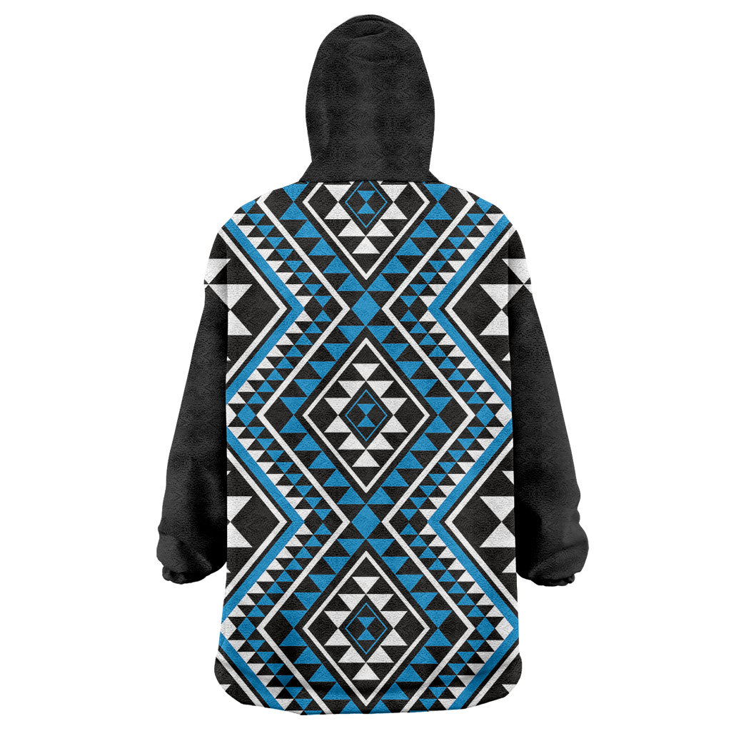 New Zealand Kikorangi Taniko Motifs Wearable Blanket Hoodie Maori Poi Dance Costume Inspired