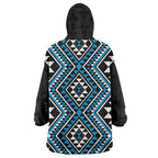 New Zealand Kikorangi Taniko Motifs Wearable Blanket Hoodie Maori Poi Dance Costume Inspired