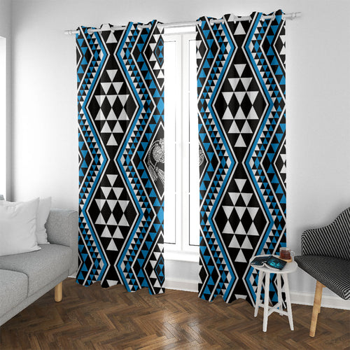 New Zealand Kikorangi Taniko Motifs Window Curtain Maori Poi Dance Costume Inspired