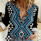 New Zealand Kikorangi Taniko Motifs Women Casual Shirt Maori Poi Dance Costume Inspired