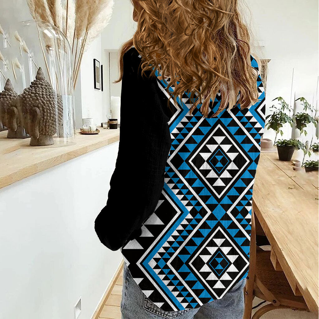 New Zealand Kikorangi Taniko Motifs Women Casual Shirt Maori Poi Dance Costume Inspired