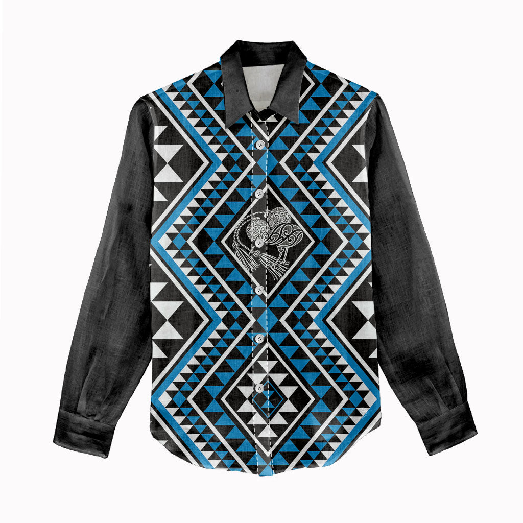 New Zealand Kikorangi Taniko Motifs Women Casual Shirt Maori Poi Dance Costume Inspired