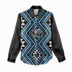 New Zealand Kikorangi Taniko Motifs Women Casual Shirt Maori Poi Dance Costume Inspired