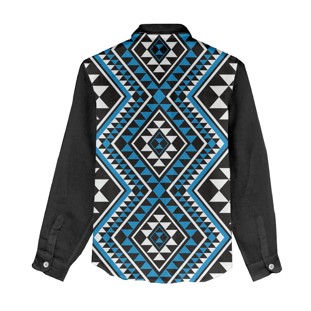 New Zealand Kikorangi Taniko Motifs Women Casual Shirt Maori Poi Dance Costume Inspired