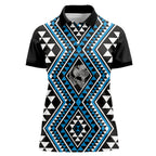 New Zealand Kikorangi Taniko Motifs Women Polo Shirt Maori Poi Dance Costume Inspired