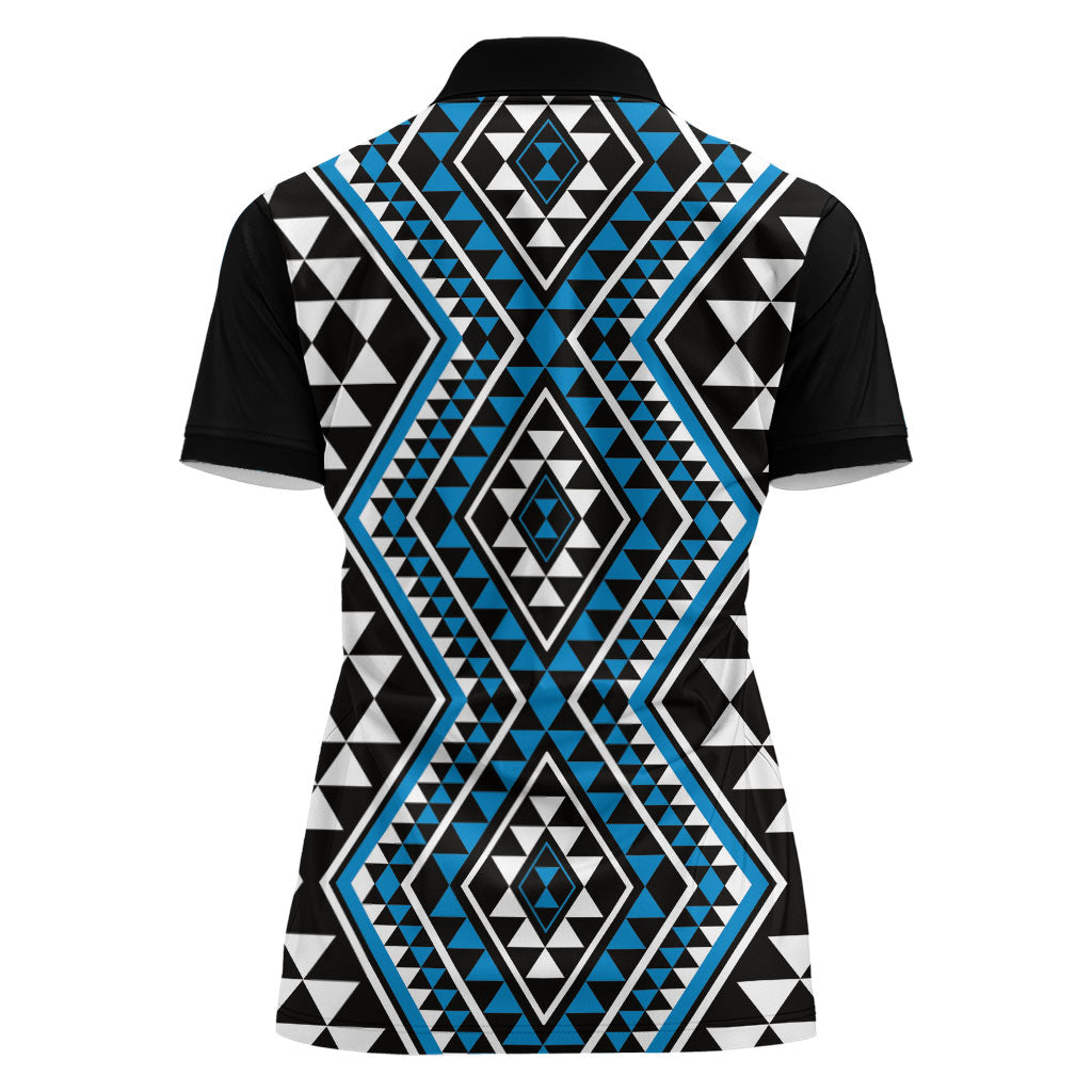 New Zealand Kikorangi Taniko Motifs Women Polo Shirt Maori Poi Dance Costume Inspired