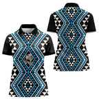 New Zealand Kikorangi Taniko Motifs Women Polo Shirt Maori Poi Dance Costume Inspired