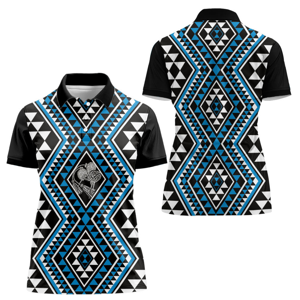 New Zealand Kikorangi Taniko Motifs Women Polo Shirt Maori Poi Dance Costume Inspired